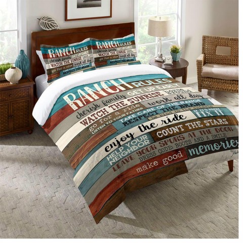 Comforters & Bedspreads| Laural Home Southwest Ranch Rules Multi-colored Multi King Comforter (Cotton with Polyester Fill) - EW19568
