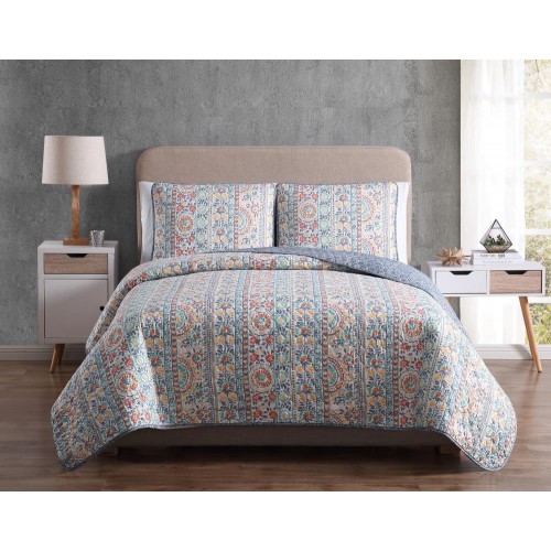 Comforters & Bedspreads| MHF Home MHF Home Colleen Floral Quilt Set Multi Floral Reversible Full/Queen Quilt (Polyester with Cotton Fill) - NE07180