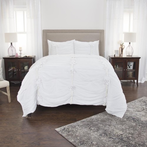 Comforters & Bedspreads| Rizzy Home Aiyana White King Quilt White Stripe King Quilt (Cotton with Polyester Fill) - JZ02808
