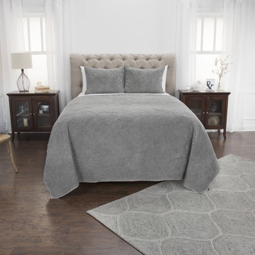 Comforters & Bedspreads| Rizzy Home Anthony Queen Quilt Gray Solid Queen Quilt (Cotton with Polyester Fill) - FW23788