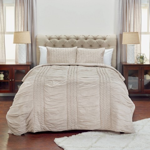 Comforters & Bedspreads| Rizzy Home Carly Natural Queen Quilt Natural Solid Queen Quilt (Cotton with Polyester Fill) - VD68171