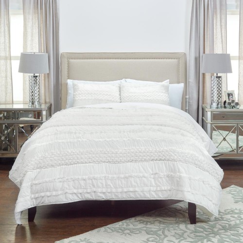 Comforters & Bedspreads| Rizzy Home Georgette King Quilt Ivory Solid King Quilt (Cotton with Polyester Fill) - NC55293