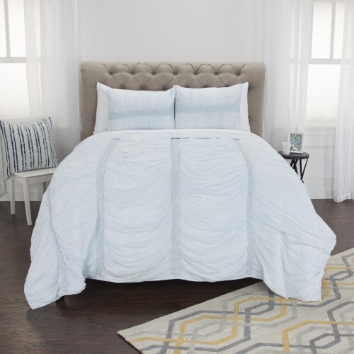 Comforters & Bedspreads| Rizzy Home Kassedy Queen Quilt Spa Blue Solid Queen Quilt (Cotton with Polyester Fill) - RV23673