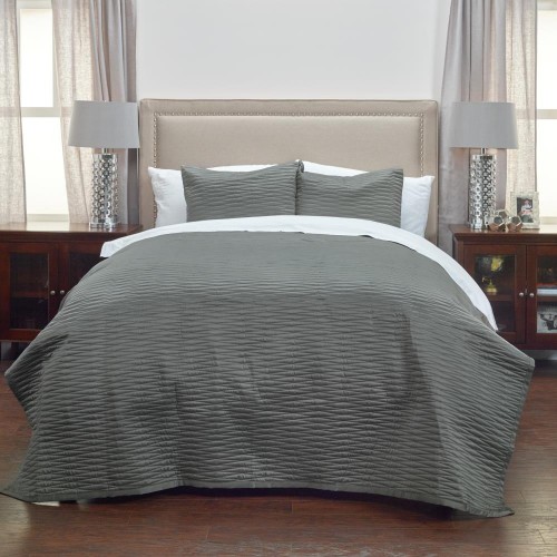 Comforters & Bedspreads| Rizzy Home Parker Grey Queen Quilt Gray Geometric Queen Quilt (Blend with Polyester Fill) - VJ72762
