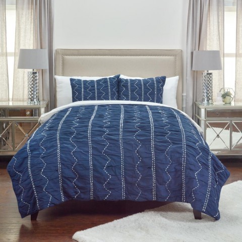 Comforters & Bedspreads| Rizzy Home Sawyer Twin Quilt Indigo Stripe Twin Quilt (Cotton with Polyester Fill) - XB80625