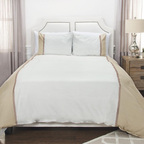 Comforters & Bedspreads| Rizzy Home Wilmington Mill Natural King Duvet Ivory Stripe King Duvet (Cotton with Fill) - KK12173