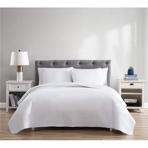 Comforters & Bedspreads| The Nesting Company Willow 3 Piece Quilt Set White Queen Quilt (Microfiber with Polyester Fill) - DE71432