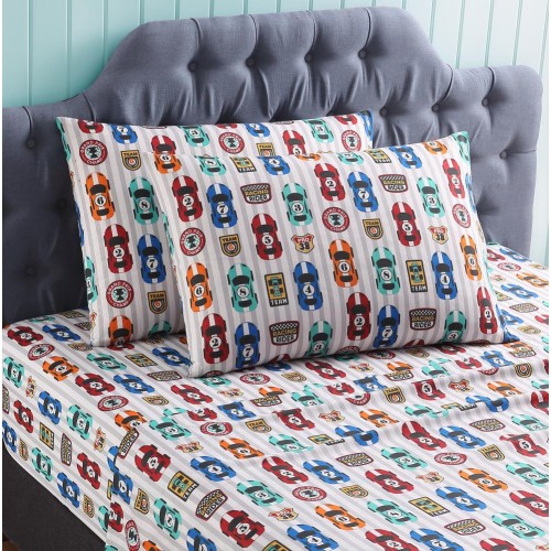 Bed Sheets| MHF Home MHF Home Race Car Dreams Polyester Sheet Set Full Polyester 4-Piece Bed Sheet - YO48046