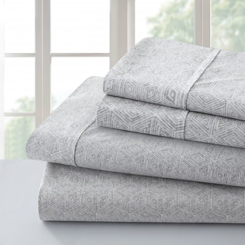 Bed Sheets| Sutton Home Sutton Home Super Soft 4 PC Printed Sheet Set KING Polyester Bed Sheet - PZ04366