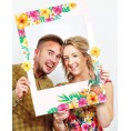 2 in 1 Luau Photo Booth Props Frame Party Supplies Hawaiian Tropical Tiki Birthday Baby Shower Bridal Shower Wedding Decorations Assembly Needed