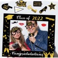 22 Pack Graduation Photo Booth Props Large Size Graduation Photo Frame Props with Black and Gold Photo Booth Props Graduation 2022 Selfie Party Props Supplies for Grad Party