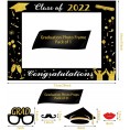 22 Pack Graduation Photo Booth Props Large Size Graduation Photo Frame Props with Black and Gold Photo Booth Props Graduation 2022 Selfie Party Props Supplies for Grad Party