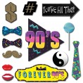 90s Throwback 1990s Party Theme Photo Booth Props 41 Pieces with Wooden Sticks and Strike a Pose Sign by Outside The Booth