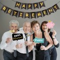Amosfun Retirement Photo Booth Props Funny Happy Retirement Party Props with Wooden Sticks Creative Party Supplies Perfect for Retirement Theme Birthday Party Decorations 18PCS