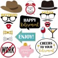 Amosfun Retirement Photo Booth Props Funny Happy Retirement Party Props with Wooden Sticks Creative Party Supplies Perfect for Retirement Theme Birthday Party Decorations 18PCS