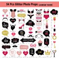 Bachelorette Photo Booth Props Bachelorette Party Decorations Naughty Supplies Selfie Props for Bride to Be Bridal Shower Engagement Party -Real Glitter 54 Pieces