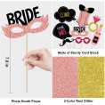 Bachelorette Photo Booth Props Bachelorette Party Decorations Naughty Supplies Selfie Props for Bride to Be Bridal Shower Engagement Party -Real Glitter 54 Pieces