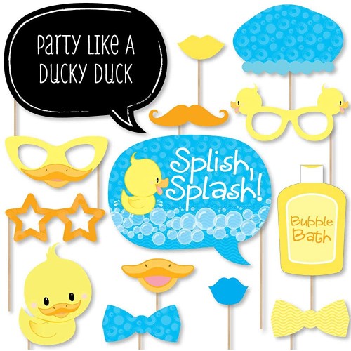 Big Dot of Happiness Ducky Duck Baby Shower or Birthday Party Photo Booth Props Kit 20 Count