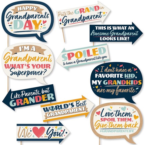 Big Dot of Happiness Funny Happy Grandparents Day Grandma & Grandpa Party Photo Booth Props Kit 10 Piece
