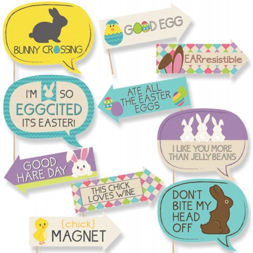 Big Dot of Happiness Funny Hippity Hoppity Easter Party Photo Booth Props Kit 10 Piece