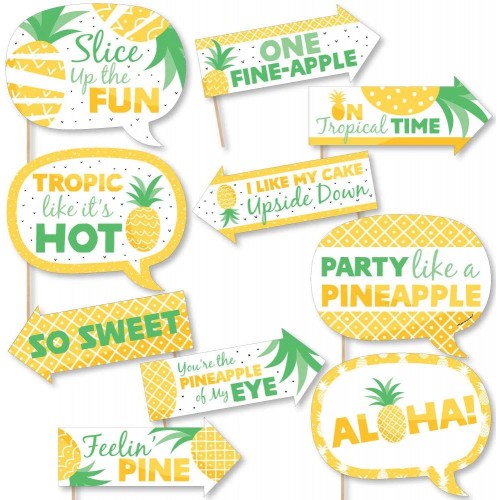 Big Dot of Happiness Funny Tropical Pineapple Summer Party Photo Booth Props Kit 10 Piece