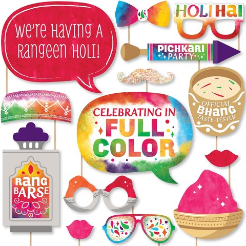 Big Dot of Happiness Holi Hai Festival of Colors Party Photo Booth Props Kit 20 Count