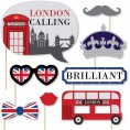 Big Dot of Happiness London British Photo Booth Props Kit 20 Count