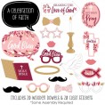 Big Dot of Happiness Pink Elegant Cross Girl Religious Party Photo Booth Props Kit 20 Count