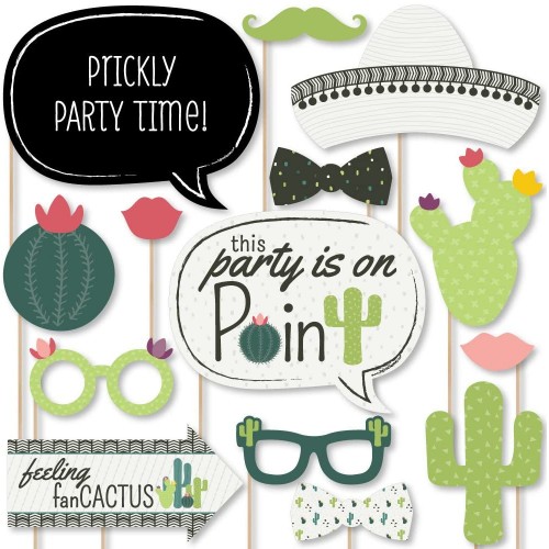 Big Dot of Happiness Prickly Cactus Party Fiesta Party Photo Booth Props Kit 20 Count