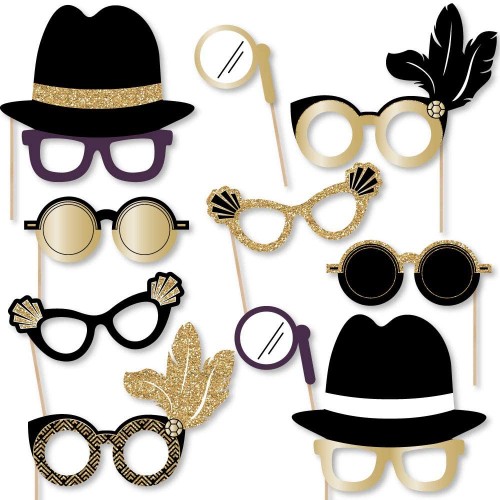 Big Dot of Happiness Roaring 20's Glasses Paper Card Stock 1920s Party Photo Booth Props Kit 10 Count