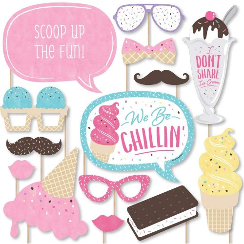 Big Dot of Happiness Scoop Up the Fun Ice Cream Sprinkles Party Photo Booth Props Kit 20 Count