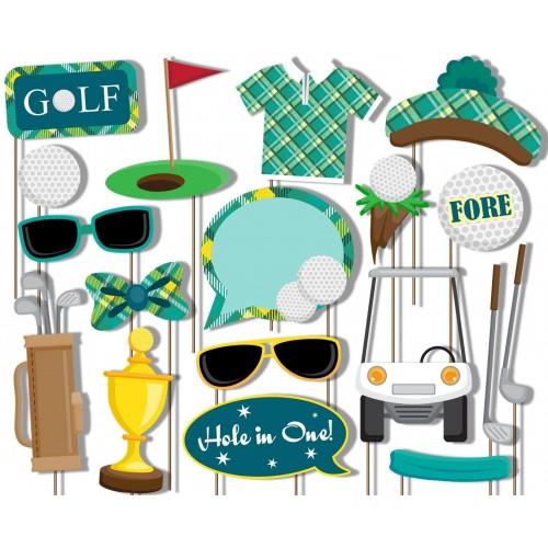 Birthday Galore Golf Photo Booth Props Kit 20 Pack Party Camera Props Fully Assembled