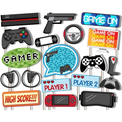 Birthday Galore Video Gamer Game On Photo Booth Props Kit 20 Pack Party Camera Props Fully Assembled
