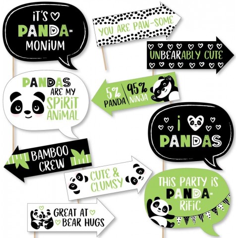 Funny Party Like a Panda Bear Baby Shower or Birthday Party Photo Booth Props Kit 10 Piece