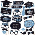 Graduation Photo Booth Props 2022 Blue Pack of 22 | Graduation Photo Props 2022 for Blue and Black Graduation Party Decorations 2022 | Graduation Props 2022 for Photoshoot | Graduation Decorations