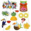 HOWAF 30pcs Luau Photo Booth Props Hawaiian Tropical Tiki Decorations Summer Pool Party Decorations Supplies for Beach Birthday Baby Shower Wedding