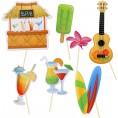 HOWAF 30pcs Luau Photo Booth Props Hawaiian Tropical Tiki Decorations Summer Pool Party Decorations Supplies for Beach Birthday Baby Shower Wedding