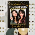 POPGIFTU 2022 Large Size Graduation Selfie Photo Frame Black and Gold Glitter Graduation Photo Booth Props Class of 2022 for Graduation Party Favors Supplies Decorations