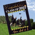 POPGIFTU 2022 Large Size Graduation Selfie Photo Frame Black and Gold Glitter Graduation Photo Booth Props Class of 2022 for Graduation Party Favors Supplies Decorations