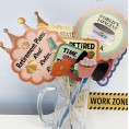 Retirement Party Photo Booth Props – 36 pc Retirement Party Supplies for Pictures and Decorations Includes Colorful Dress-Up Props Speech Bubbles Phrase Signs – Unisex Retirement Décor by Scapa Pro