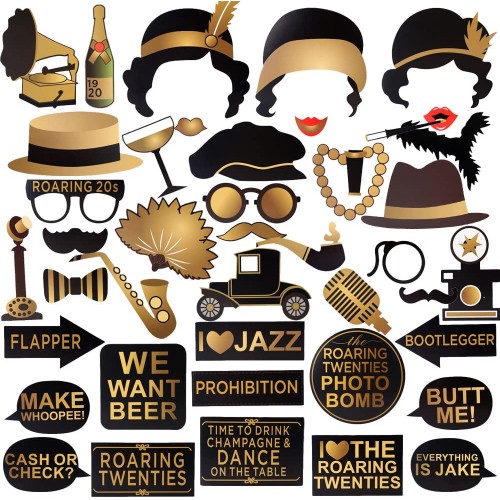 Roaring 20s Photo Booth Props 42pcs Gatsby Photo Booth Props Roaring 20s Party Decorations by Tvorvik Gatsby Party Decorations Suit for Gatsby Party Gangster Party Roaring 20s Party