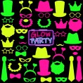 Skylety 42 Pieces Glow Neon Party Photo Booth Props Fully Assembled Neon Glow Party Colorful Black Light Fluorescent Paper Posing Props for Glow Party Birthday Party Wedding Halloween Christmas Party