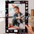 TIK Tok Picture Frame for Party Tick Tock Photo Booth Frame Birthday Prop Decorations for Teens Tic TOC Theme Party Favors