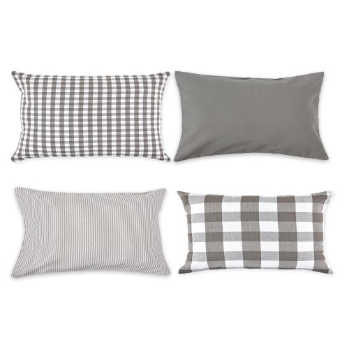 Pillow Cases| DII 4-Pack Gray and White Standard Cotton Pillow Case - EL29366