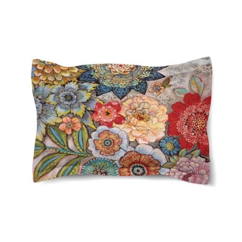 Pillow Cases| Laural Home Bohemian Bouquet Multi-color/Cotton Standard Cotton Pillow Case - BX50717