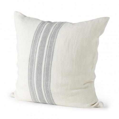 Pillow Cases| Mercana Patrice 18x18 White with Gray Stripes Decorative Pillow Cover - UY18182