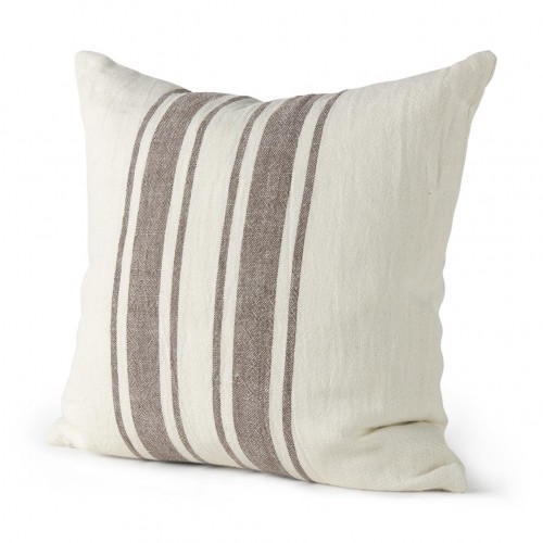 Pillow Cases| Mercana Phebe 18 x 18 White with Brown Stripes Decorative Pillow Cover - VZ16427