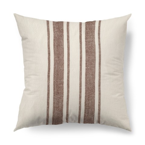 Pillow Cases| Mercana Phebe 22 x 22 White with Brown Stripes Decorative Pillow Cover - TF00538