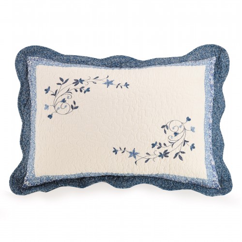 Pillow Cases| Modern Heirloom Charlotte Blue King Cotton Pillow Case - ZZ01616
