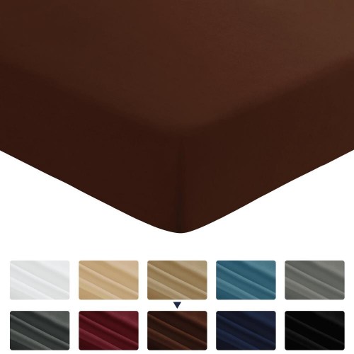 Mattress Covers & Toppers| Subrtex Ultra Soft Fitted Mattress Cover, King, Chocolate - TM18229